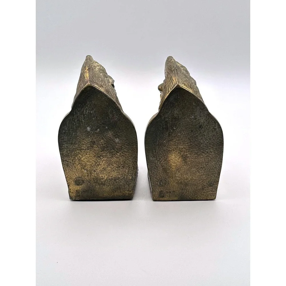 Pair of Vintage Mid-Century BMR Cast Bronze Horse Head Bookends
